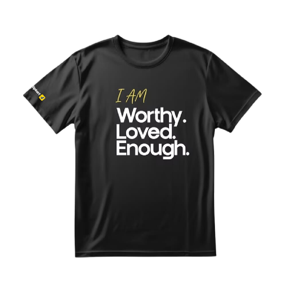 I Am Worthy Round Neck T-shirt - Black